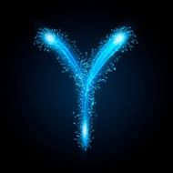 3d blue sparkler firework letter Y