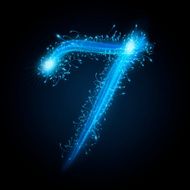 3d blue sparkler firework number 7