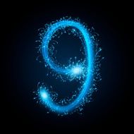 3d blue sparkler firework number 9