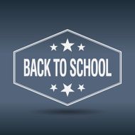 back to school hexagonal white vintage retro style label