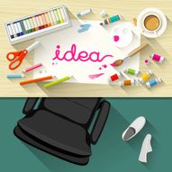 Designer desk artist collections of flat design N2