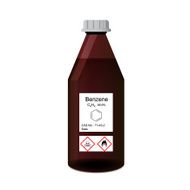 Lab bottle with chemical toxic and flammable solvent - benzene