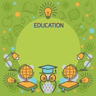 Education Linear Icons Frame