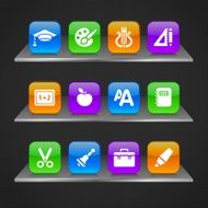 Education icons on glass docks
