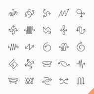 Thin line arrows icons set
