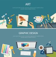 art education and graphic design web banner flat