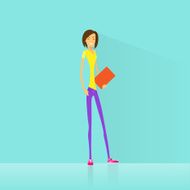 Young Woman Student Hold Books Casual Clothes