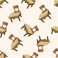 classroom desk and chair cartoon seamless pattern background