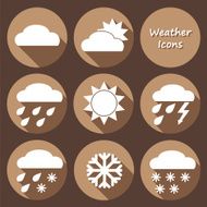 Monochrome round icons set of weather forecast