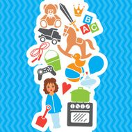 Children Toys Gift Shop Birthday Set Vector Illustration N2