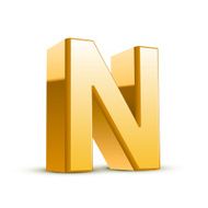 3d golden letter N