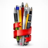 Pencils and pens with ribbon N2