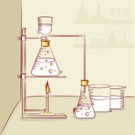 Laboratory equipments with liquids