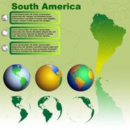 South America map on green background vector