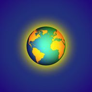 Color Globe world map on blue background vector N2