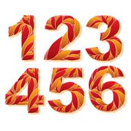 Stylish flower-patterned figures Ornamental numbers with floral