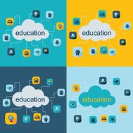 Flat concept set modern design with shadow education icons N15