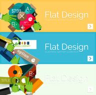 Flat design vector infographic banners with geometric infographics N124