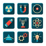 Physics icons in flat design style