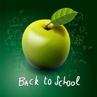 Back to school with green apple on desk N2