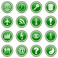 green glossy web icons set