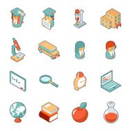 Education and school isometric 3d icons