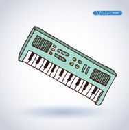 Vector Piano Keyboard Icon hand drawn illustration