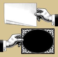 Retro hands with signs