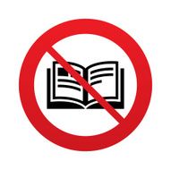 No Book sign icon Open book symbol N3