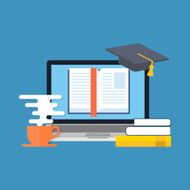 Distance education online learning concept Flat design