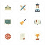 Modern flat style school icons