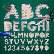 Alphabet and numbers paper craft design cut out by scissors