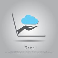 hand hole cloud from the laptop vector icon