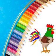 Colour pencils with rooster