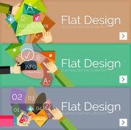 Flat design vector infographic banners with geometric infographics N131