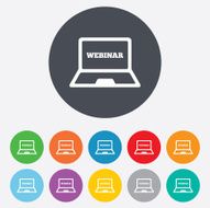 Webinar laptop sign icon Notebook Web study N2