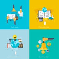 Flat concept education backgrounds set Back to school Distance learning N2