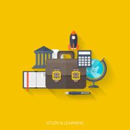 Flat concept education background Back to school Distance learning Study N26