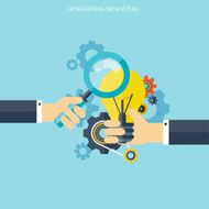Flat bulb Ideas finding concept background Success achievement