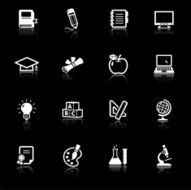 Education Black &amp; White Icons Set N3