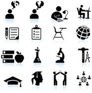 Studying for college success black and white vector icon set