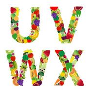 Vector illustration fruit and vegetable alphabet letter N2