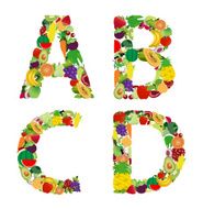 Vector illustration fruit and vegetable alphabet letter N3
