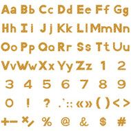 Alphabet numbers and signs set wood