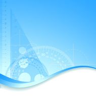 Abstract waves background with tools and drawing elements