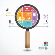 infographic Template with magnifier jigsaw banner
