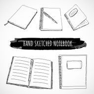 Hand sketched notebook and notepad made in vector