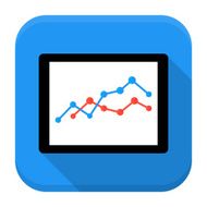 Desk with diagram app icon long shadow