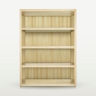 blank wooden bookshelf isolated on white