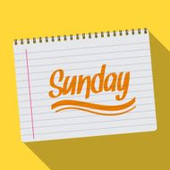 Spiral calendar sunday notebook notepad long shadow vector
